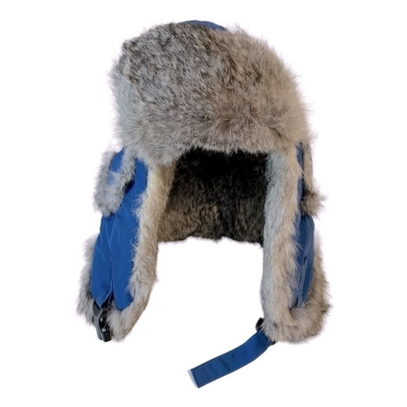 Nathaniel Cole Blue Puffer Fur Lined Aviator Winter Hat Ear Flaps Crowncap sz M - Picture 2 of 12